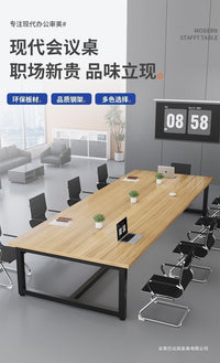 Simple Modern Rectangular Office Desk and Meeting Table with Wood Finish