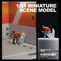 1:64 Scale Resin Miniature Toilet with Squatting Figure for Micro Scene