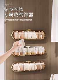 Wall-Mounted Transparent Underwear Sock Organizer Box with Lid, ABS+PET