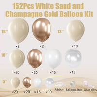 Champagne Gold Wedding Theme Balloon Garland Arch Kit for Birthday Party Decoration, Pearl Finish