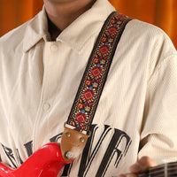 FOALS American Retro Embroidered Guitar Strap for Electric, Acoustic, Ukulele, Bass