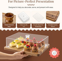 Acacia Wood Tall Cake Stand for Desserts and Party Decor