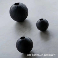 Handcrafted Wooden Black Carbonized Vase Flower Bucket Table Decor