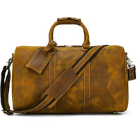 Cross-border European and American Crazy Horse Leather Travel Bag for Men, Genuine Leather Handbag, Shoulder and Crossbody Bag with Shoe Compartment, 
