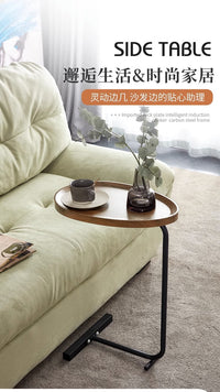 Modern Minimalist Drop-Shaped Side Table with Solid Wood Top