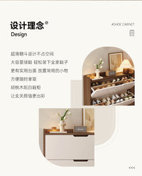 Solid Wood Ultra-Thin Tipping Shoe Cabinet for Entryway, 2026 New Style, Wall-Mounted Narrow Shoe Rack