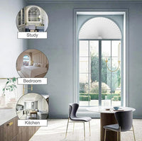 European Arc Window Honeycomb Blind with Self-Adhesive Semi-Circular Blackout Pleated Curtain