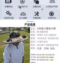 Zhaoxi Solar Fan Sun Hat, French Straw Woven Bucket Hat, Breathable, Summer