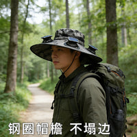 Solar Fan Hat for Men Summer Outdoor Fishing Sun Protection Bucket Hat