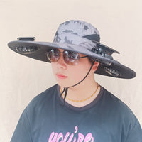 Solar Fan Hat with 2 Fans, 1000mAh, Adjustable, Polyester Mesh, Summer Outdoor Cap
