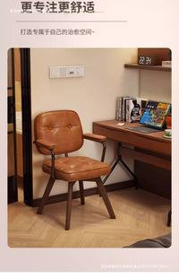 Comfortable Swivel Office Chair with Wood Frame