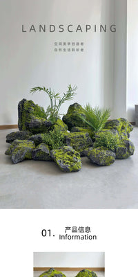 Artificial Moss Stone PU Decorative Rock for Office Greenery