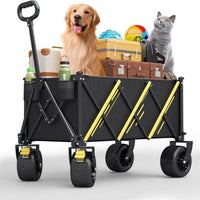 Foldable Metal Camping Cart with Table Top and Push Rod