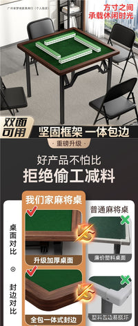 Foldable Mahjong Table, Multi-functional Square Table for Dining and Games
