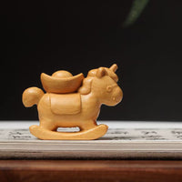 Green Sandalwood Carved Horse Year Rocking Horse Hand Piece Zodiac Horse with Money Keychain Car Hanging Ornament Table Decoration