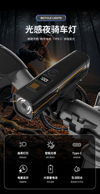 BL Bicycle Smart Light Sensor Front Light with Type-C Charging and LED Display