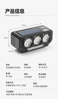 High Brightness Bicycle Front Light, Rotating ABS, 15 LEDs, High/Low Beam with Horn