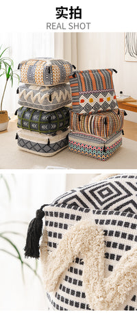 Bohemian Style Floor Cushion with Geometric Pattern