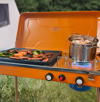 APG Foldable Charcoal BBQ Grill with Chimney, Stainless Steel, Square