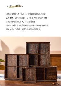 Nine-Grid Solid Wood Tea Tray with Chinese Style