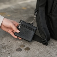 Minimalist Keychain Coin Purse for Men and Women, Multi-layer Zipper Card Holder Wallet