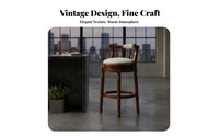 Rotate Stool with Backrest Traditional Design Counter Chair Vintage Design Padded Seat for Homeowners, Kitchen Island