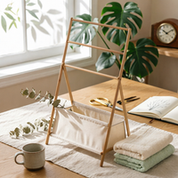 Clothes Rack with Storage Bin Space-Saving Floor Hanger Portable for Renters
