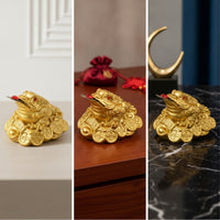 Wealth Three-Legged Toad with Coin Traditional Three-Legged Toad Ornament Miniature Figurine Compact for Display Cabinet, Shop Counter