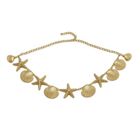 Gold-Tone Belly Chain with Sea Star Charms Asymmetrical Waist Chain with Charms Bohemian Accessory Lightweight for Festival