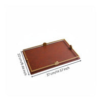 Leather Serving Tray Gold Handles Multipurpose Metal Frame Vanity Tray European Style Decorative Vanity Platter for Entryway, Bedroom