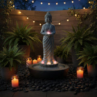 Solar Buddha Statue Weatherproof Zen Garden Decor Automatic On/deactivate