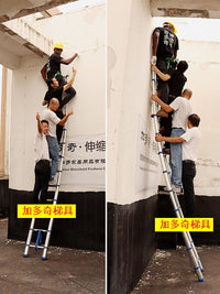 Jadduo Aluminum Telescopic Ladder with Blue Plastic Parts, 150kg Capacity