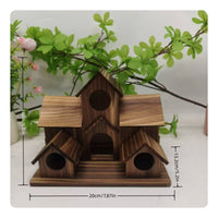 Rustic Birdhouse Feeder Tree Mounted Wood Bird Feeder House Weather-Resistant
