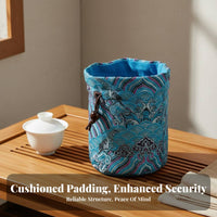 Thickened Padding Padded Teacup Bag Washable Satin Cup Holder Bag Multi-Functional for Travelers, Home Organizers, Office, Outdoor