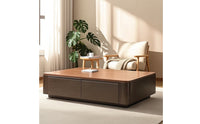 Sleek Coffee Table with Drawers Rustic Storage Coffee Table Minimalist Furniture Easy Assembly for Living Room