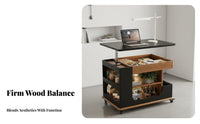 Adjustable Height elevatingTop Trolley Table Rolling Design Mobile Storage Trolley With casters Household Furniture Multi-Functional for Apartment Dwellers, Remote Workers, Living Room, Bedroom, Small Spaces, Home Office