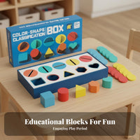 Develops Hand-Eye Coordination Color Shape Sorting Box Sturdy Wood Construction Shape and Color Matching Toy Chunky Pieces Child-Centered Sorting Box Ideal Gift for Preschoolers, Toddlers, Kindergarten, Preschool, Nursery