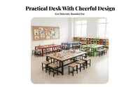 Kids Craft Table Multiple Colors Kindergarten Craft Table Versatile Modular Classroom Desk for Preschoolers, Parents, Tutoring Center, Daycare, Home