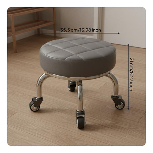 Round Stool with Wheels Waterproof Low Rolling Stool Ergonomic Design for Garage