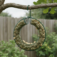 Wreath Peanut Bird Feeder Squirrel Feeder Steel Wreath-Shaped Large Capacity Wildlife Feeding Supply for Yard, Patio