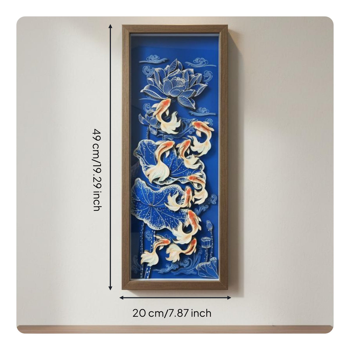 Nine Koi Wall Art Housewarming Gift Koi Paper Cut Decor Chinese Design