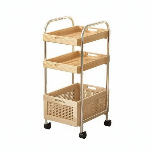 3-Tier Rolling Cart Mobile Furniture Freestanding for Living Room