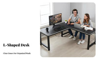 L-Shaped Desk with Hutch Integrated Shelving Office Furniture Space-Saving Ample Storage for Students, ptiers