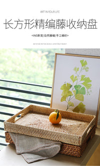 Handwoven Plastic Rattan-Style Tray for Tea and Storage