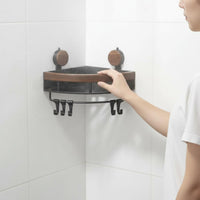 No-Tools-Needed Shower Storage Rack Heavy Duty Suction Cup Corner Shelf for Kitchen