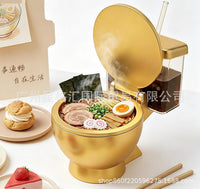 Novelty Toilet-Shaped Metal Ramen Bowl Set