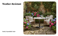 Waterresistant Woven Outdoor Dining set sun-resistant Outdoor Dining Table with Armchairs sun-blocking-Resistant weatherresistant for Families, Homeowners, Business Owners, Terrace, Garden, Courtyard, Restaurant