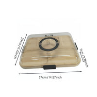 Divided Snack Platter with Handle Secure Bamboo Serving Tray with Lid