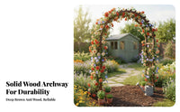 Wooden Garden Arch Outdoor Trellis Arbor Rose Support Solid Wood Weather Resistant Structure Metal Reinforced Suitable for Homeowners Event Planners Pathway Entrance Courtyard Patio