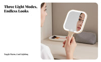 Handheld Lighted Cosmetic Mirror tap control Lighted Travel Mirror
